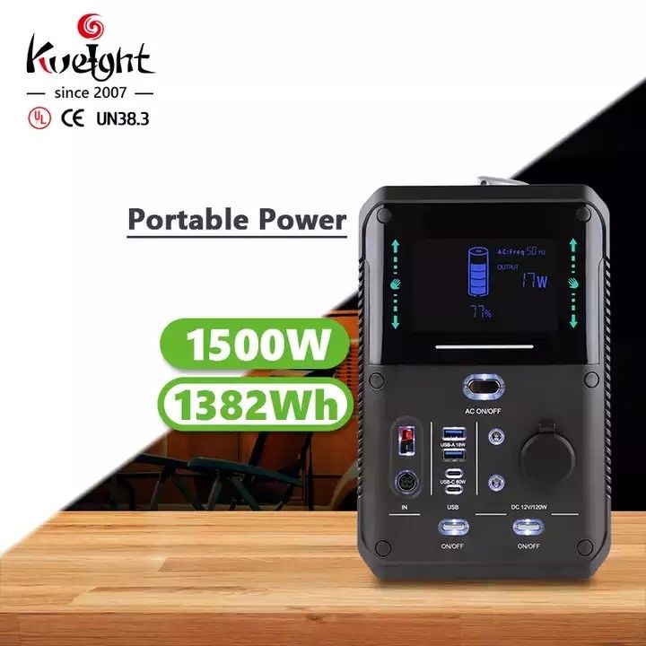 LiFePO4 Taşınabilir Enerji Depolama Güç Kaynağı 1500W Lityum Taşınabilir Güç İstasyonu